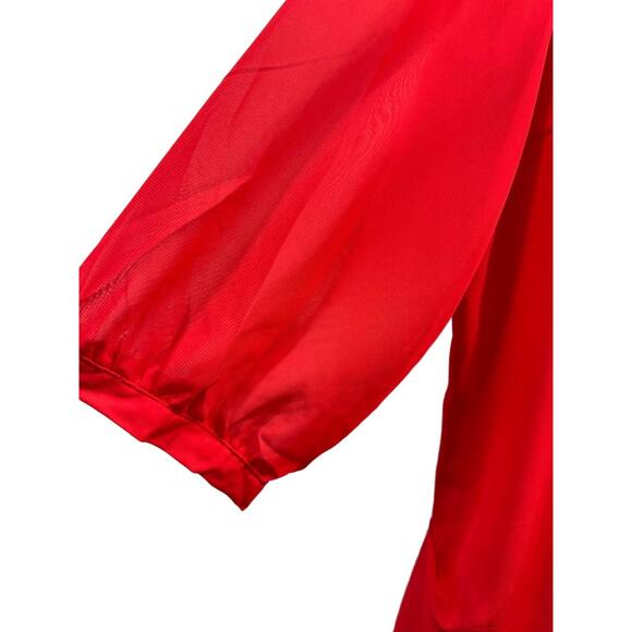 Antilia Femme Blouse Women Plus Size 1X Red Deep V Tie-Neck 3/4 Sleeve Sheer Top - Picture 6 of 11